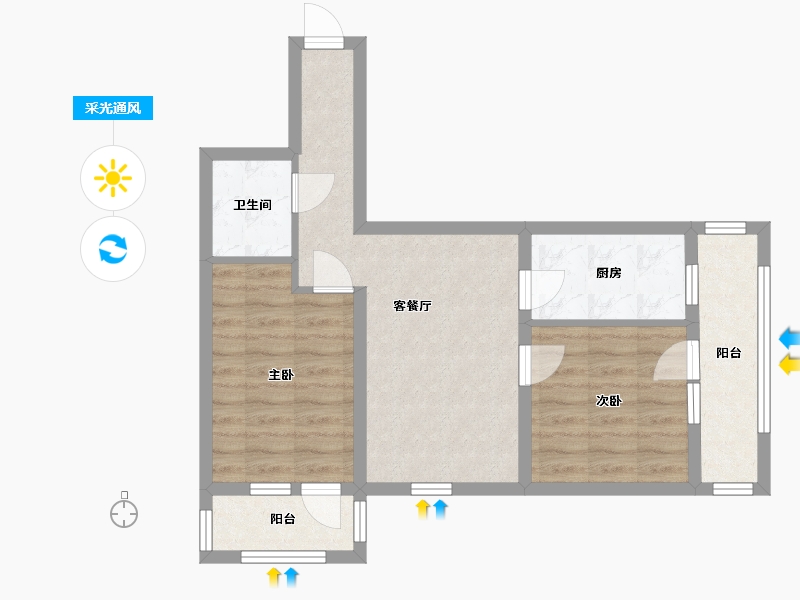 北京-北京市-德胜门西大街1号楼-58.91-户型库-采光通风