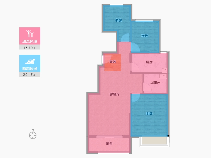 河北省-唐山市-碧桂园凤凰城-68.69-户型库-动静分区