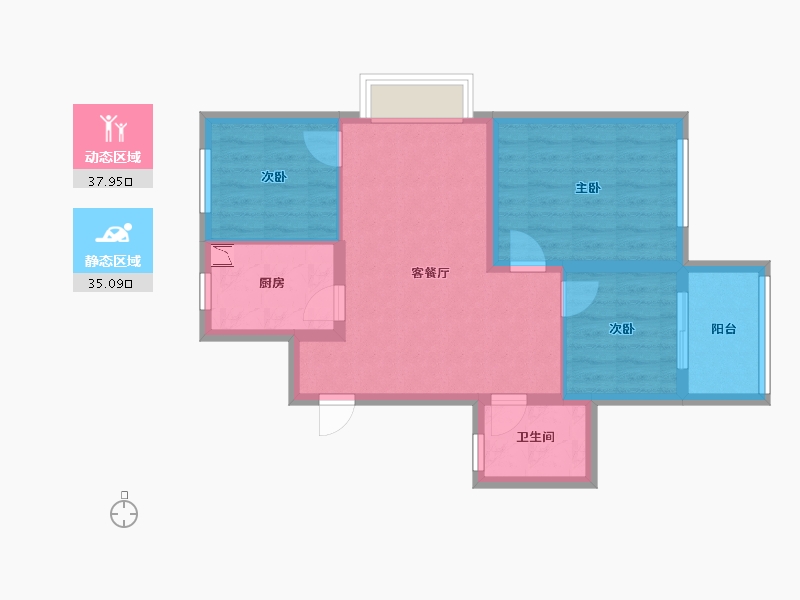 江苏省-南京市-叠水园-64.70-户型库-动静分区