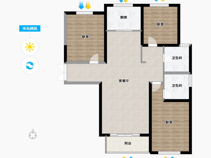 山西省-太原市-广电新景-110.72-户型库-采光通风