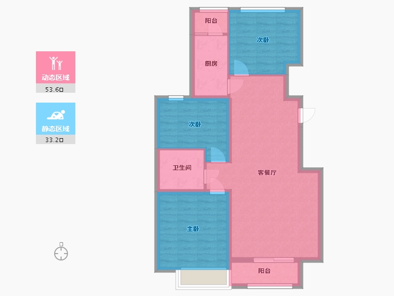 河北省-廊坊市-中远·泷玺臺-77.60-户型库-动静分区