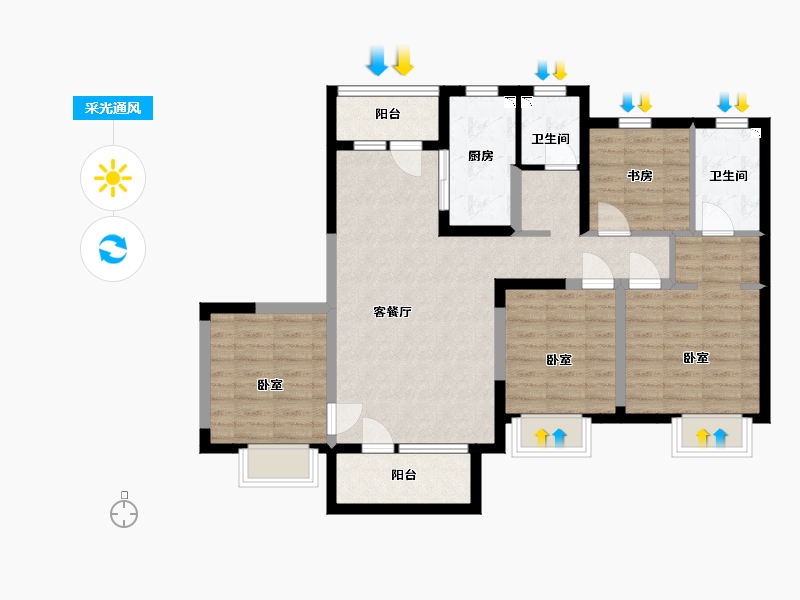 山西省-太原市-招商公园1872-91.00-户型库-采光通风