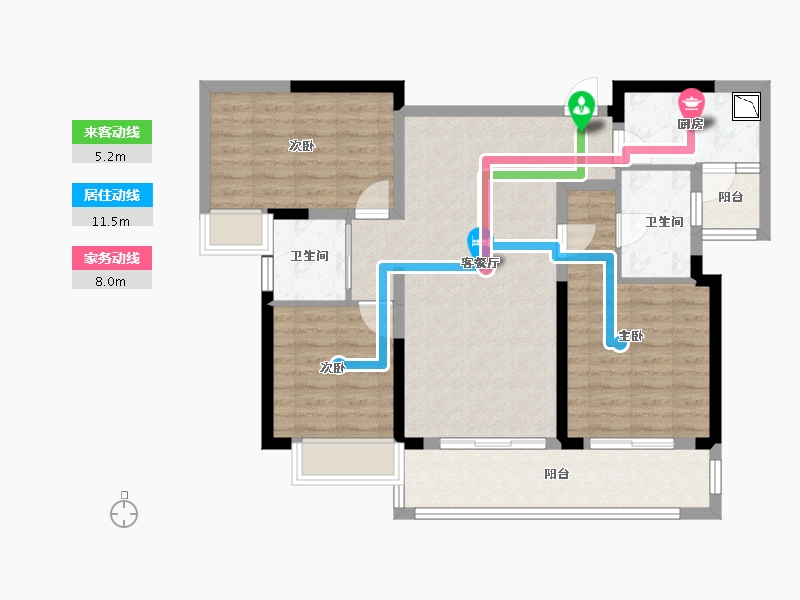 四川省-成都市-新希望锦麟府-90.66-户型库-动静线