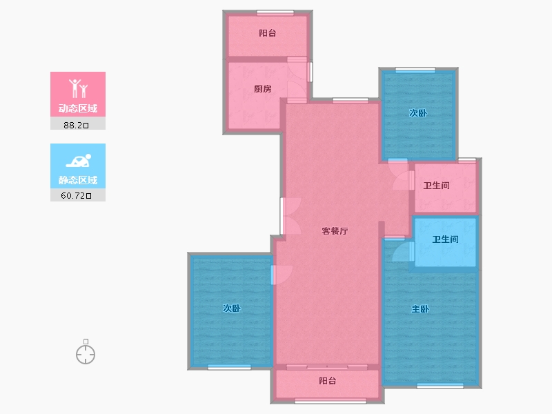 河北省-廊坊市-廊坊新世界中心-134.40-户型库-动静分区