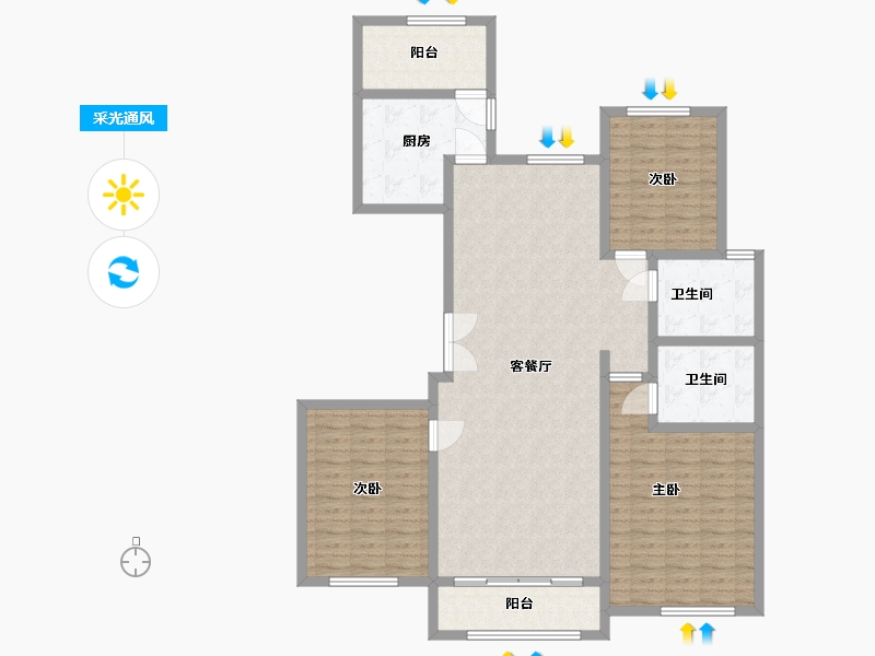 河北省-廊坊市-廊坊新世界中心-134.40-户型库-采光通风