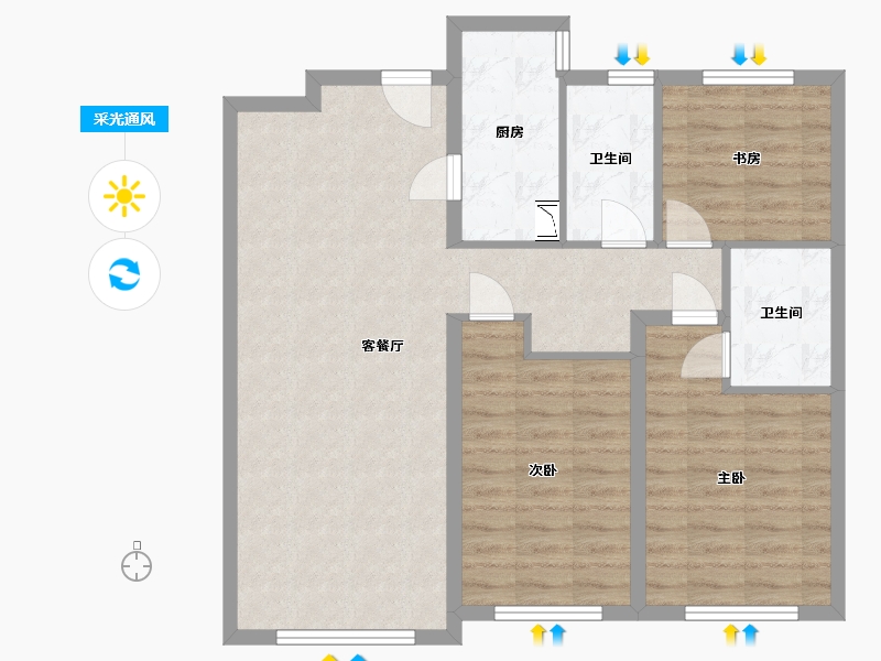 河北省-保定市-紫金壹号院-87.00-户型库-采光通风