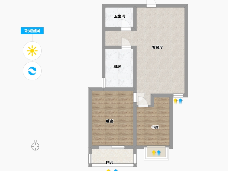 山西省-太原市-东润国际3期-60.00-户型库-采光通风