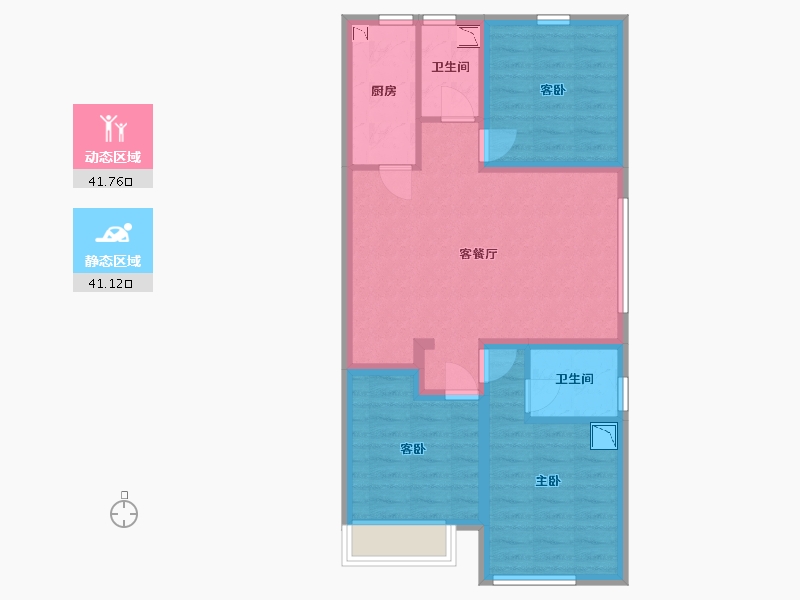 河北省-廊坊市-碧桂园-时代城-72.57-户型库-动静分区