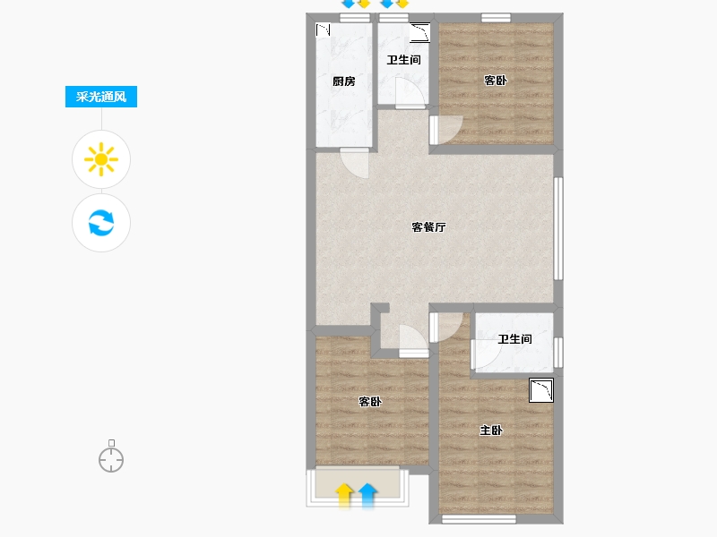 河北省-廊坊市-碧桂园-时代城-72.57-户型库-采光通风