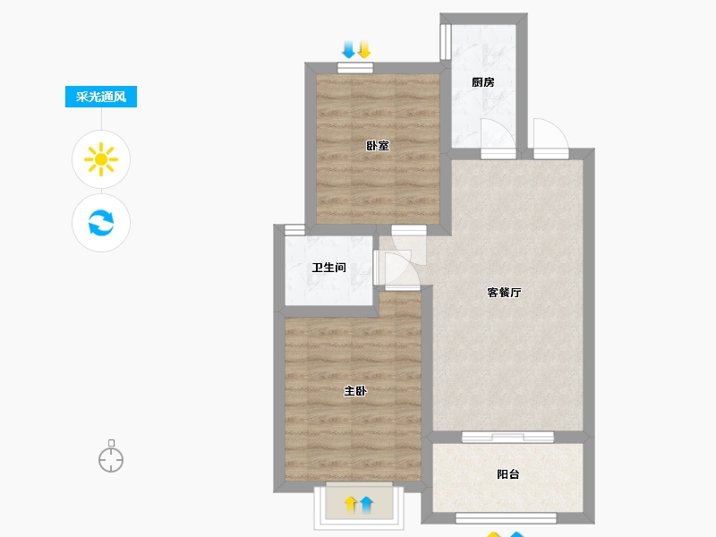 河北省-沧州市-嘉禾一方-55.65-户型库-采光通风