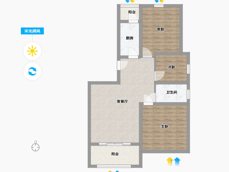 河北省-沧州市-嘉禾一方-74.42-户型库-采光通风