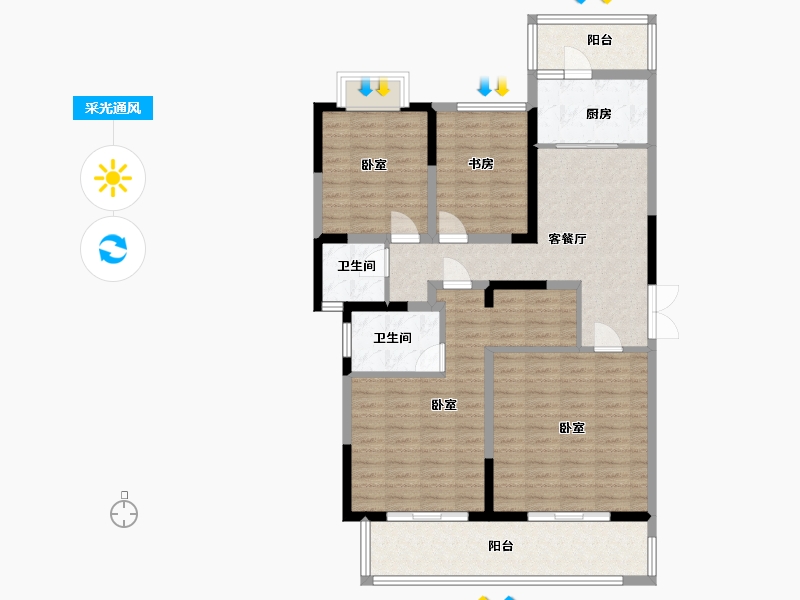 四川省-成都市-人居翠怡峰荟-108.05-户型库-采光通风