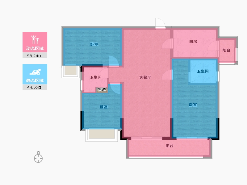 四川省-成都市-炎华置信上林景著-91.50-户型库-动静分区