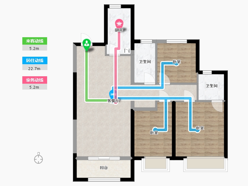 河北省-沧州市-保利花园-85.03-户型库-动静线