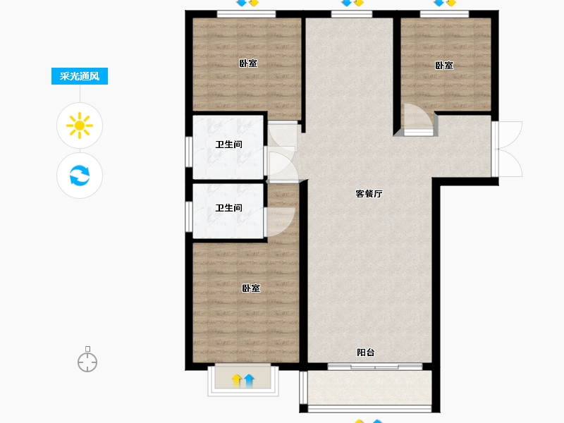 河北省-保定市-卓悦城-99.89-户型库-采光通风