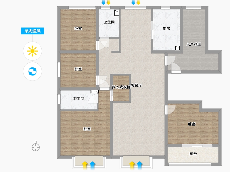 山西省-太原市-鸿赫·时代天际-131.26-户型库-采光通风