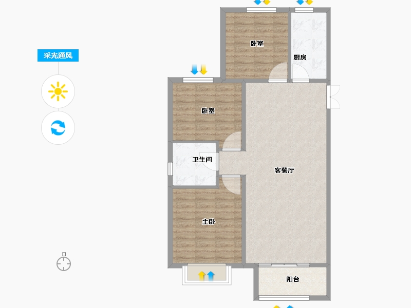 河北省-石家庄市-金盛悦府-88.80-户型库-采光通风