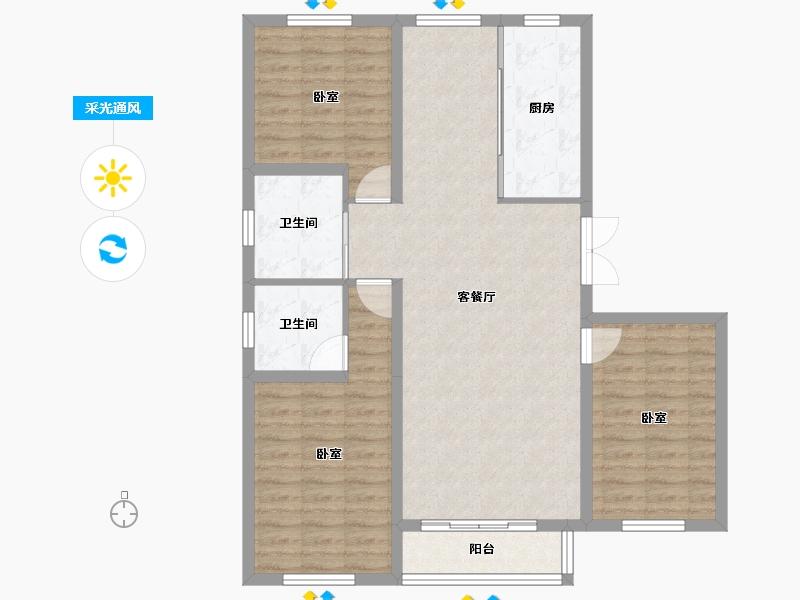 山西省-大同市-华岳华府豪庭-95.86-户型库-采光通风