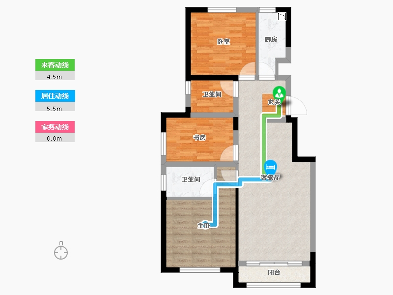 河北省-唐山市-金山壹号二期-74.77-户型库-动静线