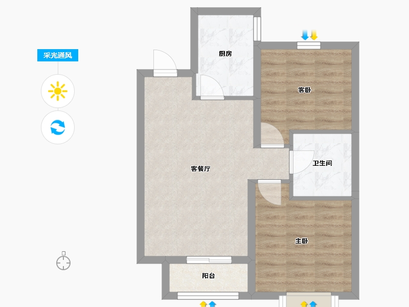 河北省-廊坊市-碧桂园-时代城-53.66-户型库-采光通风