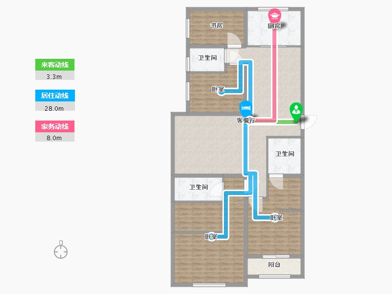 山西省-太原市-鸿赫·时代天际-144.97-户型库-动静线