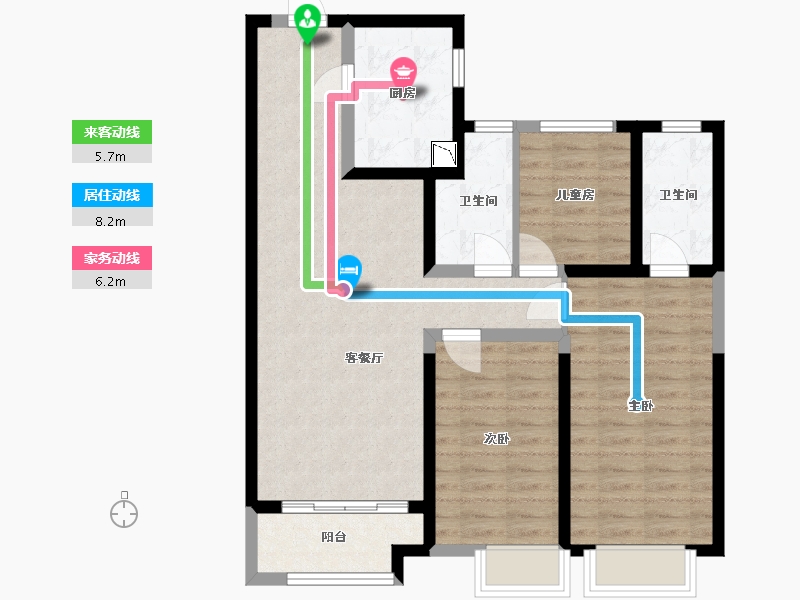 山西省-太原市-远大·凤玺湾-85.14-户型库-动静线