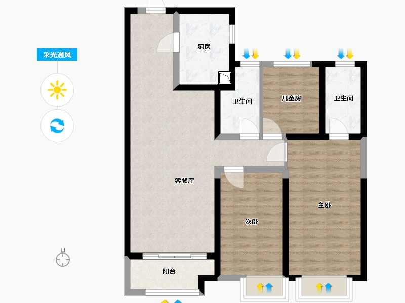 山西省-太原市-远大·凤玺湾-85.14-户型库-采光通风