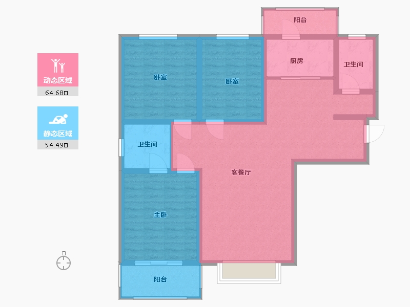 山西省-太原市-天泰·玉泽园-107.11-户型库-动静分区