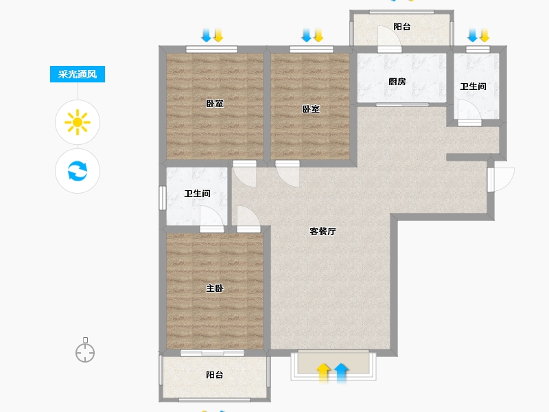 山西省-太原市-天泰·玉泽园-107.11-户型库-采光通风