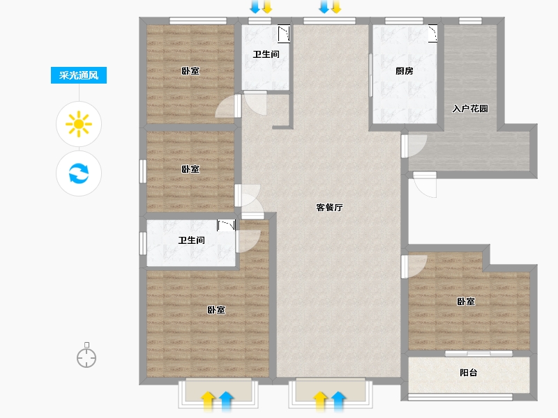 山西省-太原市-鸿赫·时代天际-144.78-户型库-采光通风