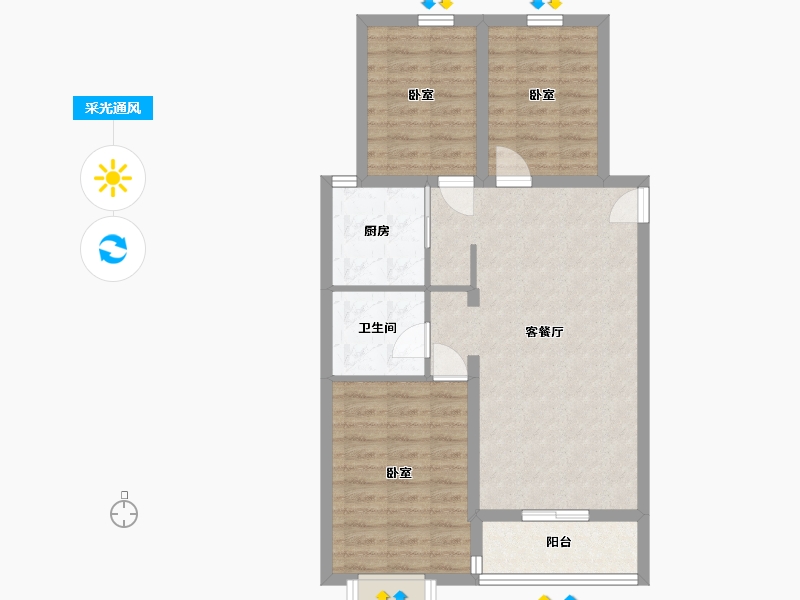 山西省-太原市-中格·云景小镇-73.74-户型库-采光通风