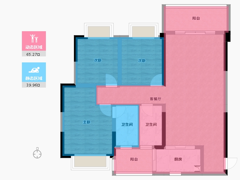 广西壮族自治区-桂林市-汇金万象滨江府-93.85-户型库-动静分区