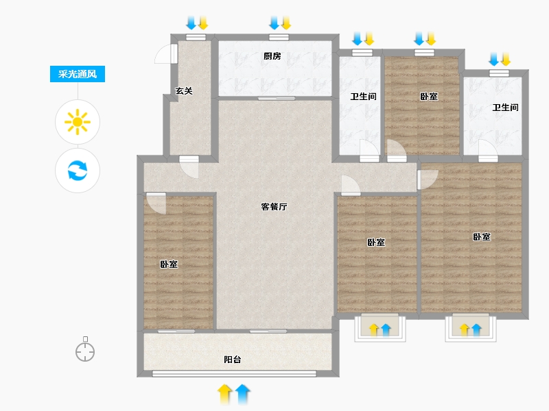 山西省-太原市-大同富力悦玺-141.29-户型库-采光通风