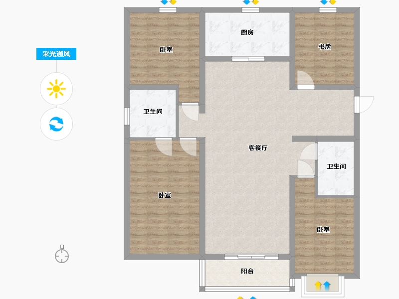 山西省-太原市-晋建迎曦园-118.62-户型库-采光通风