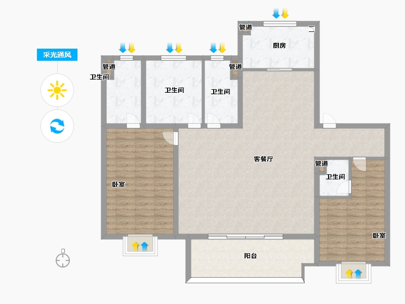 山西省-太原市-中铁诺德逸宸云著-124.00-户型库-采光通风