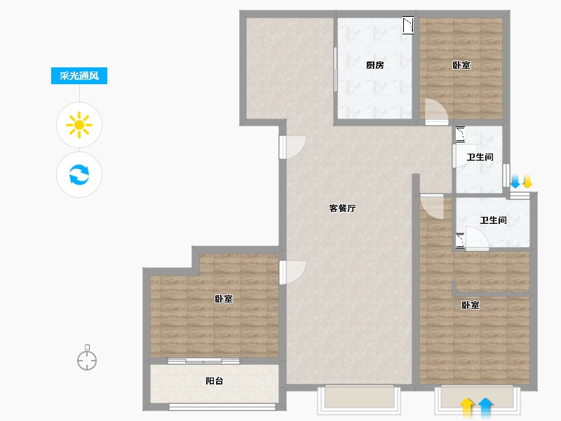 山西省-太原市-鸿赫·时代天际-131.26-户型库-采光通风