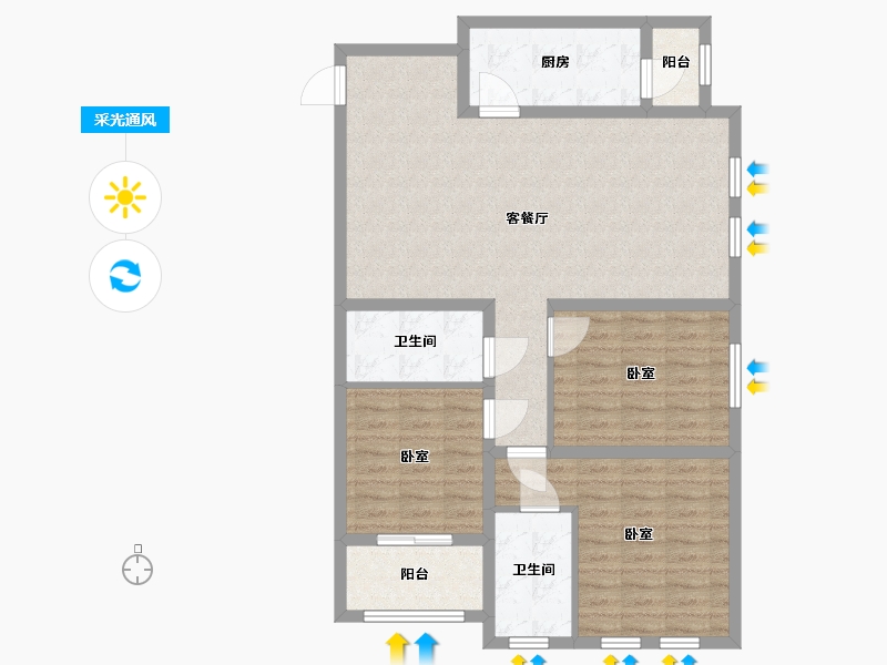 山西省-太原市-鸿赫·时代天际-98.42-户型库-采光通风