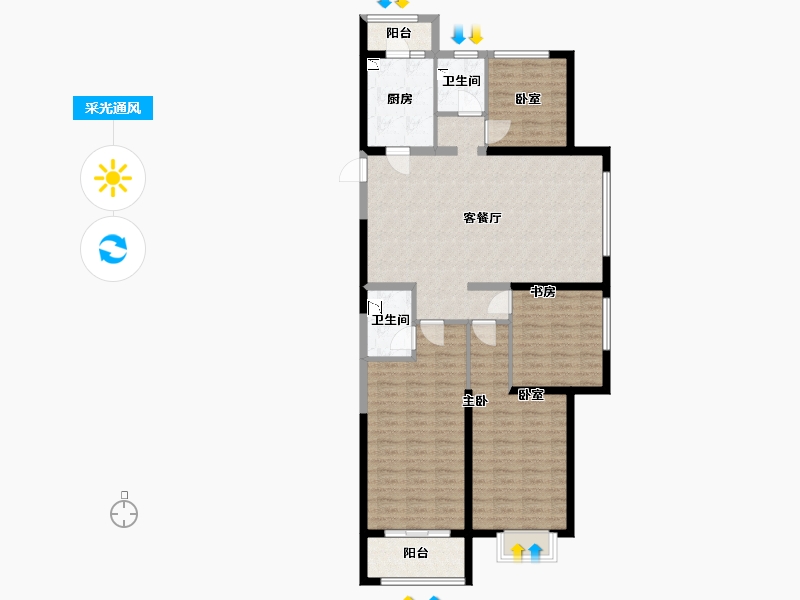 山西省-太原市-晋中碧桂园-114.23-户型库-采光通风