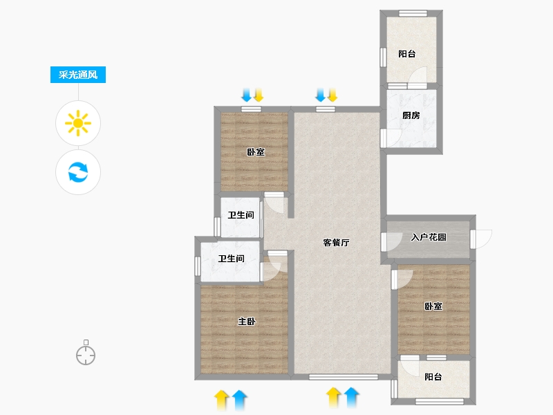 河北省-沧州市-沧兴·海兴一品-104.71-户型库-采光通风