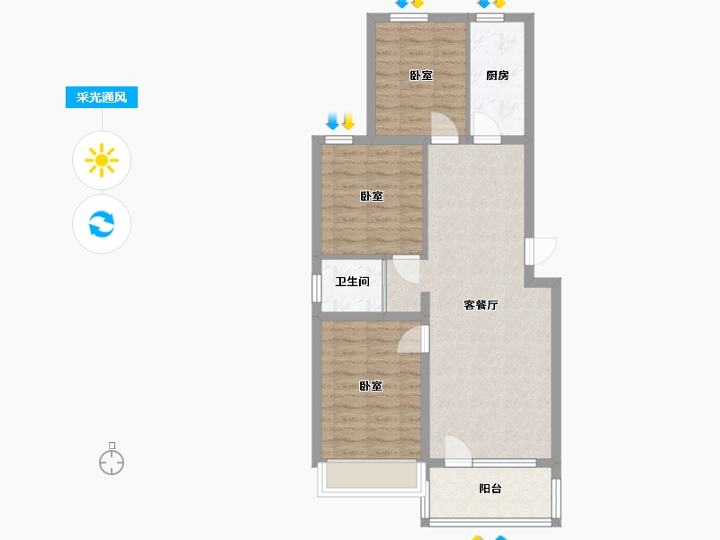 河北省-沧州市-沧州碧桂园天誉珑樾-73.59-户型库-采光通风