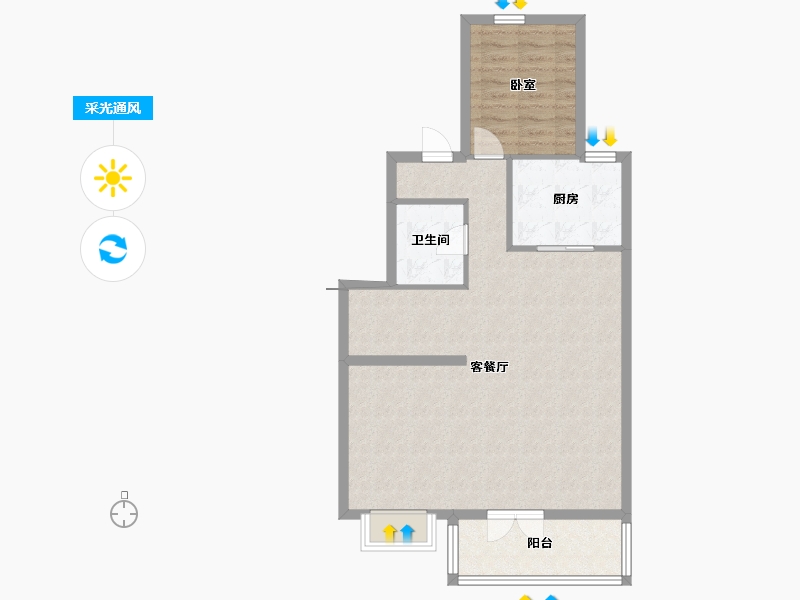 山西省-太原市-阳光城花满墅-75.98-户型库-采光通风