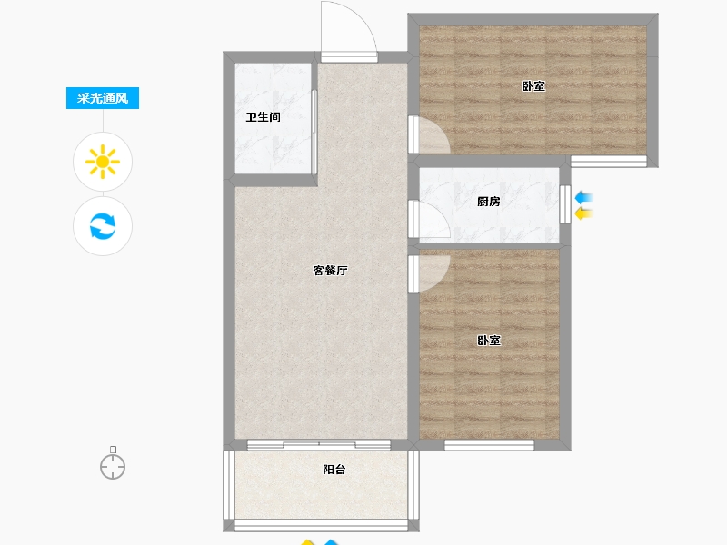 山西省-大同市-华岳华府豪庭-65.55-户型库-采光通风