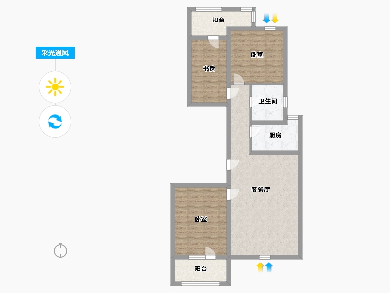 河北省-沧州市-贻成·御景狮城-84.99-户型库-采光通风