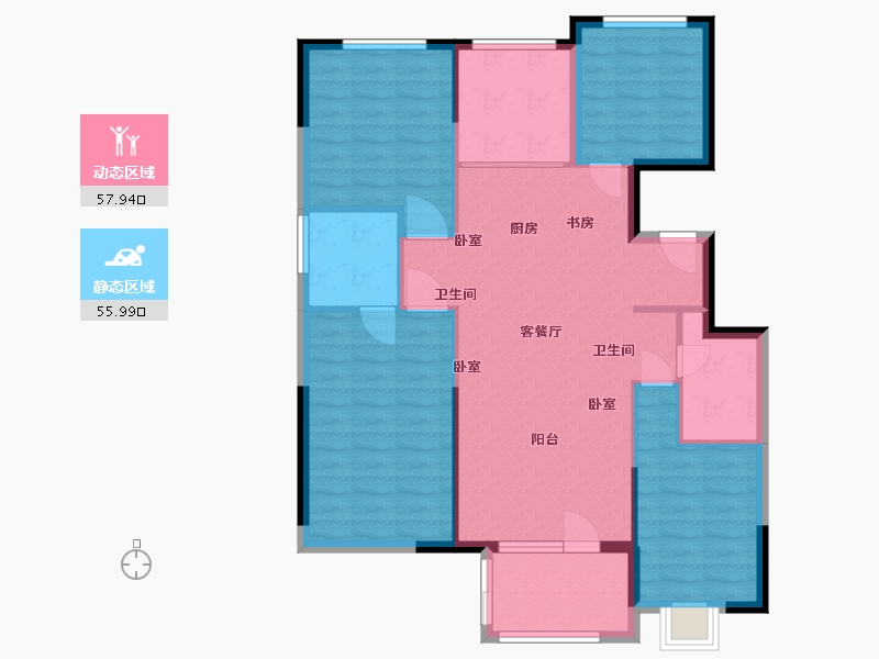 河北省-廊坊市-大运河孔雀城时代锦悦-104.01-户型库-动静分区