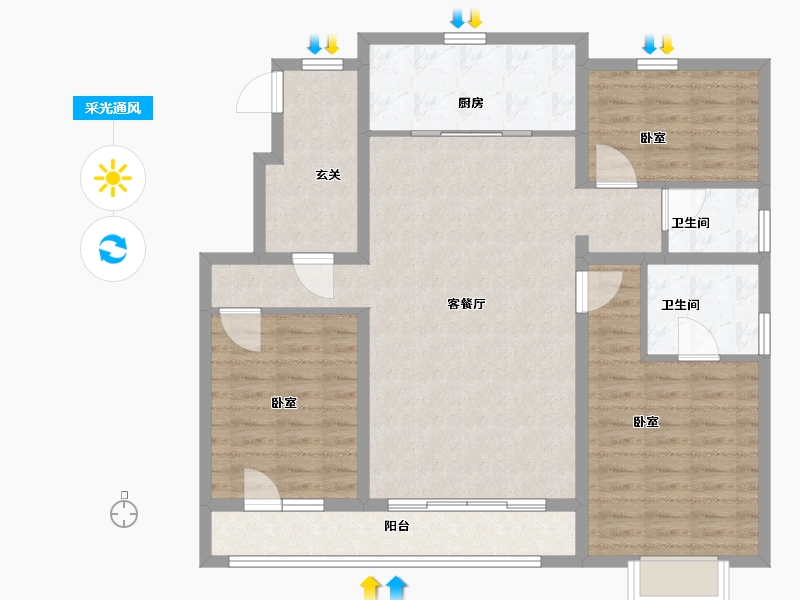 山西省-太原市-大同富力悦玺-108.40-户型库-采光通风