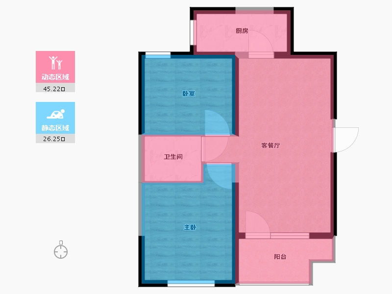 河北省-廊坊市-阿尔卡迪亚清芷苑-64.01-户型库-动静分区