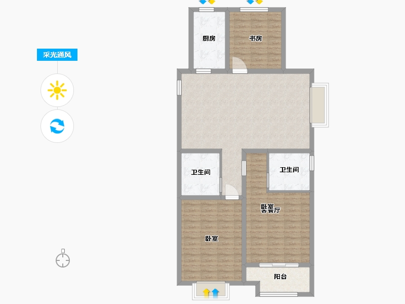 山西省-太原市-融创外滩公馆二期-102.20-户型库-采光通风