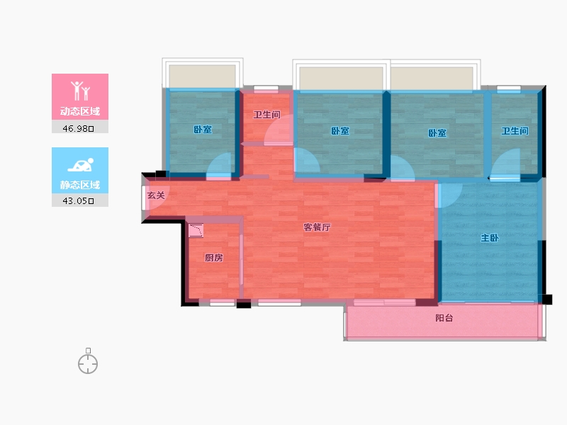 广西壮族自治区-柳州市-荣和·公园墅-80.02-户型库-动静分区