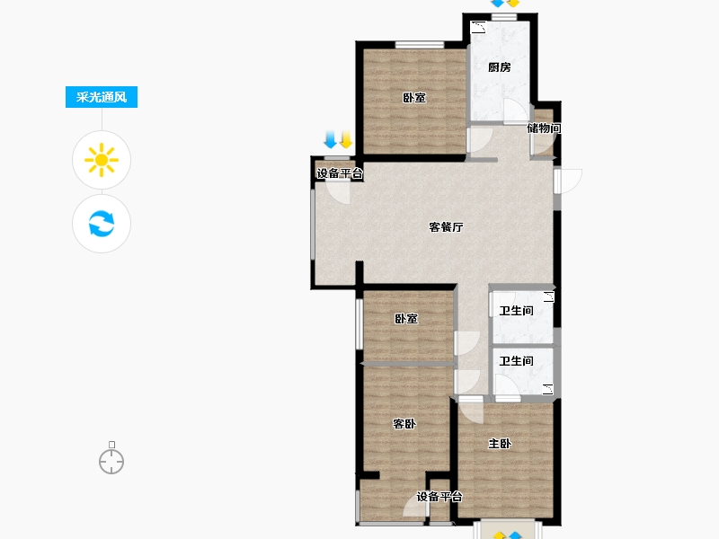 山西省-太原市-晨煜·唐槐园三期-105.21-户型库-采光通风