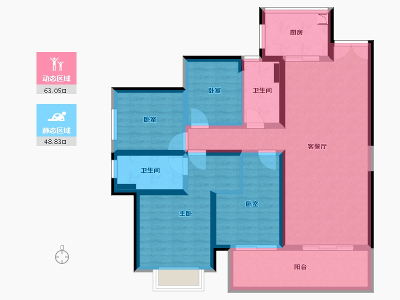 云南省-昆明市-恒泰理想城-98.67-户型库-动静分区